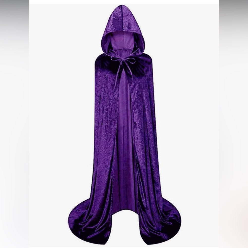 Unisex Full Length Hooded Robe Cloak Long Velvet Cape Cosplay Costume